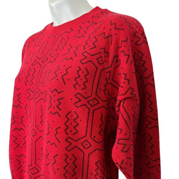 QW Avant Garde Womens Vintage All Over Graphic Print Crew Neck Sweatshirt Red M - Picture 8 of 16